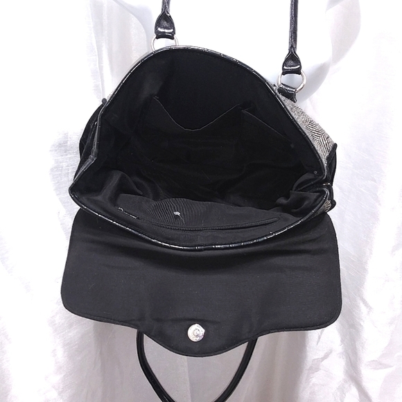 ELEGANT Black Velvet Plaid Houndstooth PURSE Bag with Crystal Decor & Sparkle - Picture 7 of 11